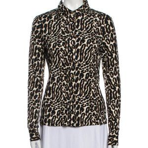 Tory Burch leopard-print silk button-up —EUC— size small